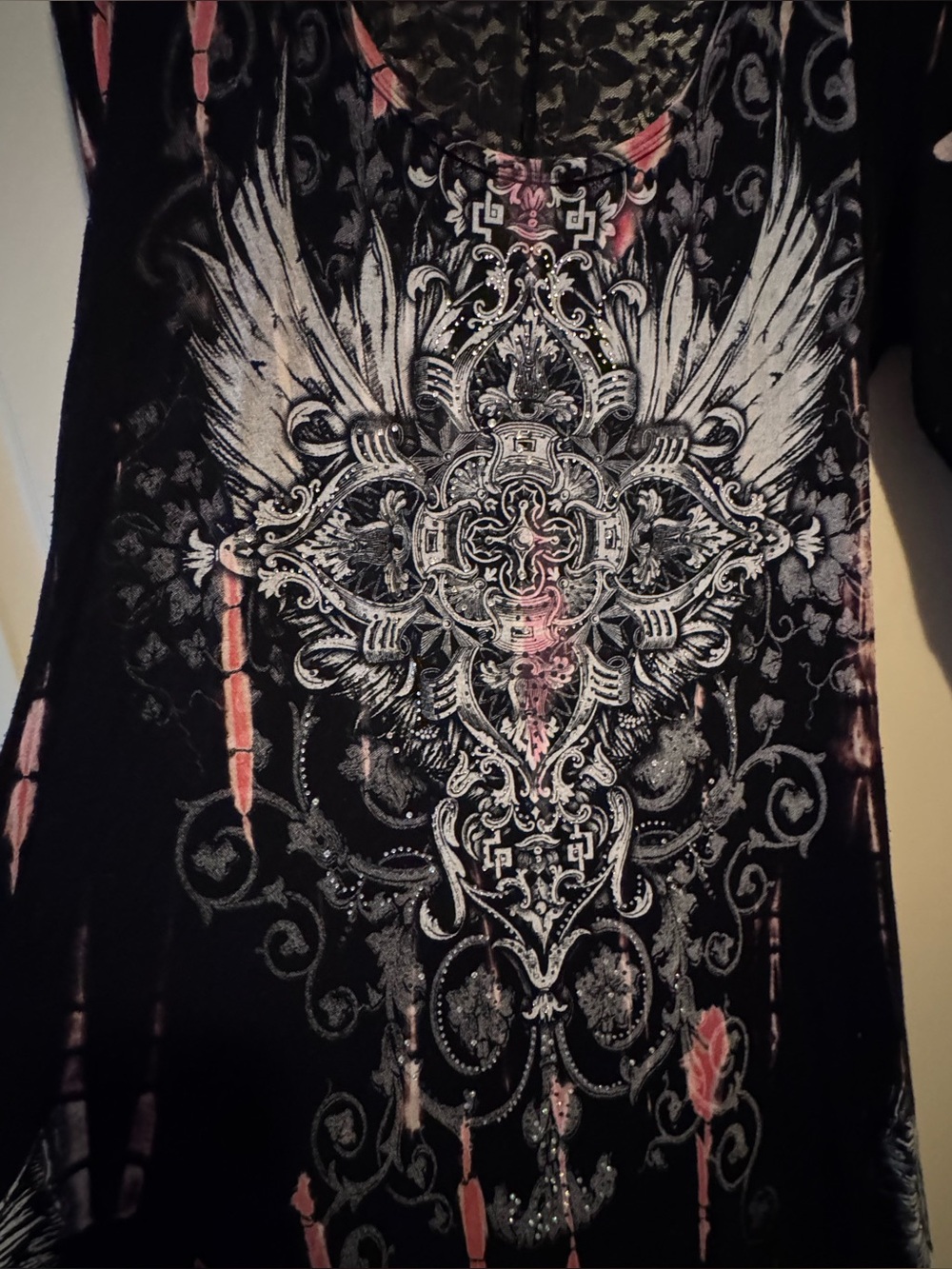 Vocal Black and Pink Long Sleeve Printed Tunic Dress - Picture 9 of 12
